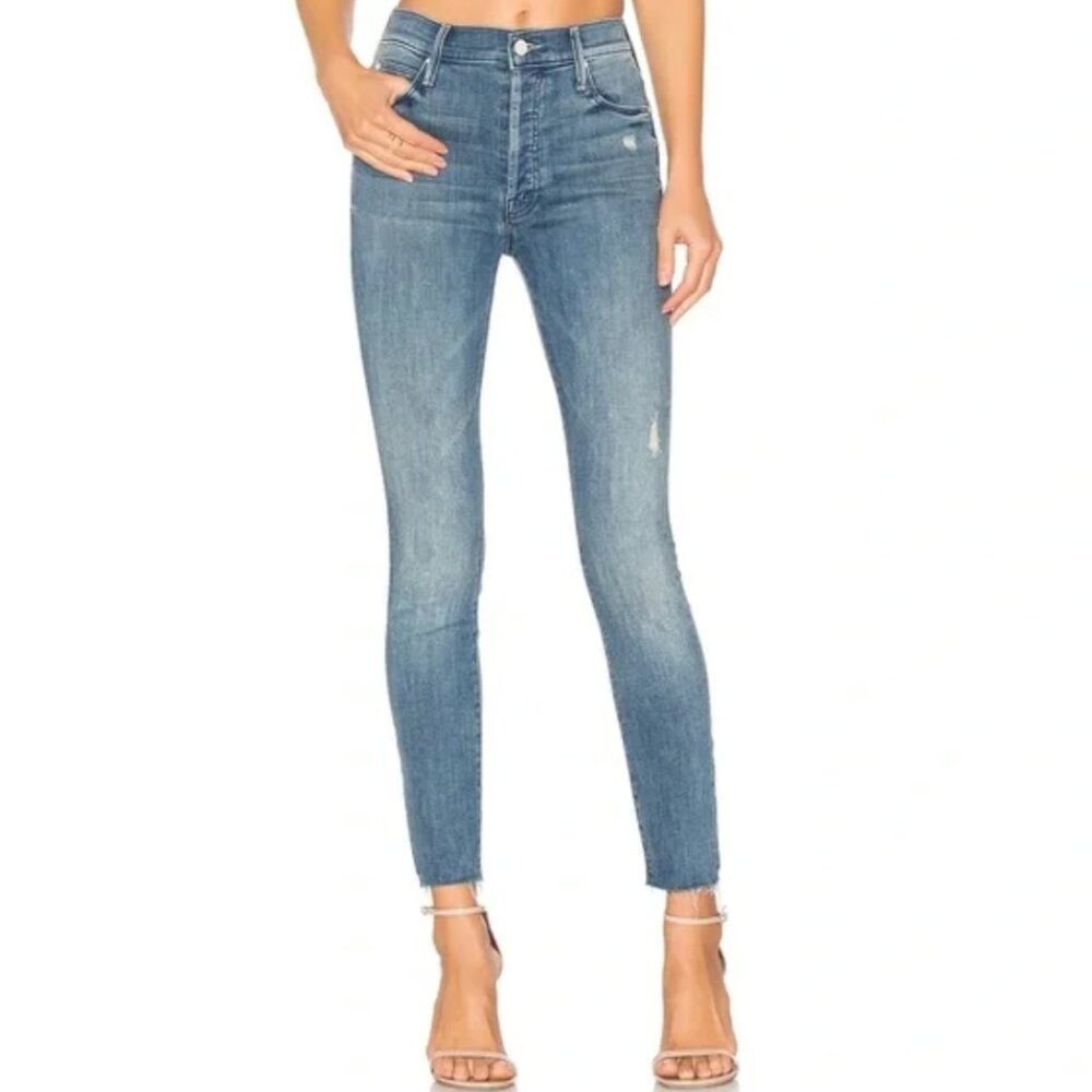 Mother Jeans The Looker Ankle Fray in Graffiti Girl